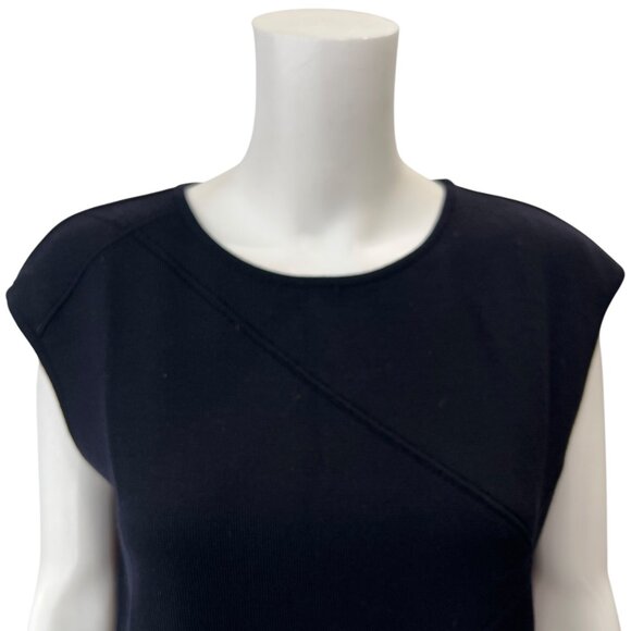 escada Black Sweater Tank Seam Cap Sleeve Wool Top size FR 44/12 - Picture 2 of 7